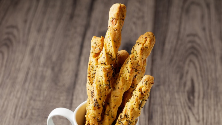 Close up of homemade cheese straws