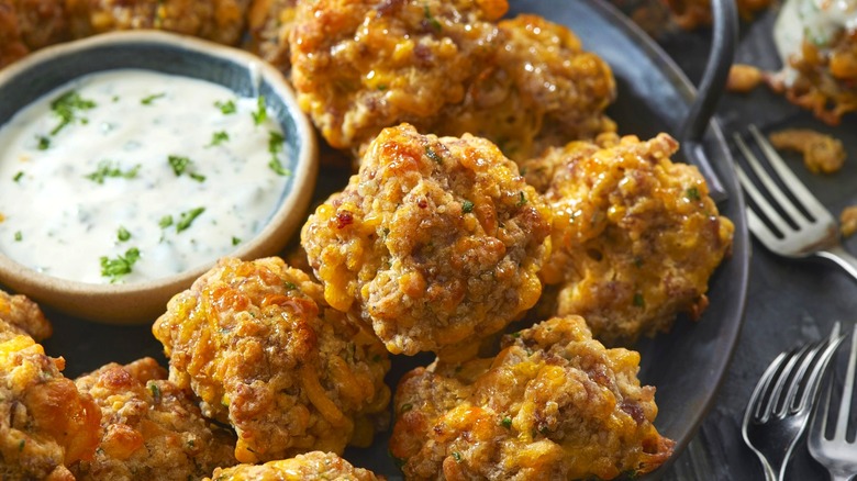 Close up of sausage cheese balls
