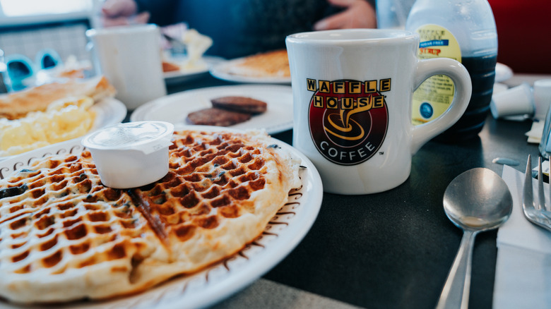 Waffle House coffee mug and waffle