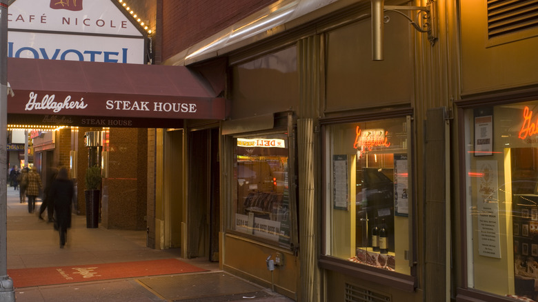 The entrance to Gallagher's Steakhouse in NYC
