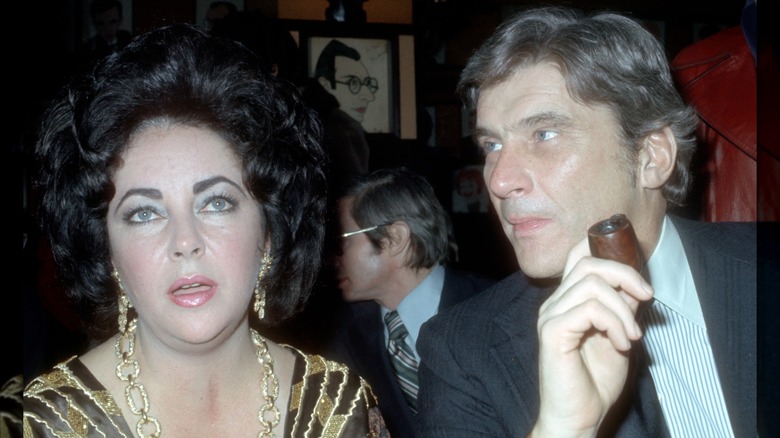 Elizabeth Taylor and her husband at the New York Film Critics Award afterparty at Sardi's restaurant