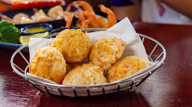 A basket of Cheddar Bay Biscuits at Red Lobster