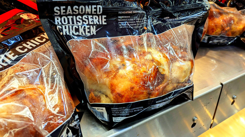 roasted chicken in plastic bag with condensation
