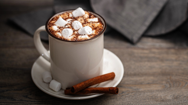 Mug of hot chocolate with marshmallows