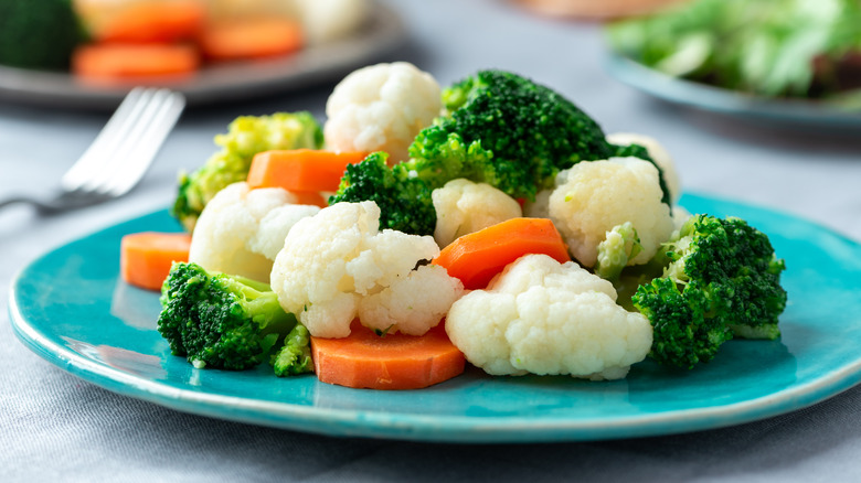 Plate of steamed vegetables