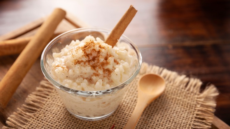 rice pudding with cinnamon stick