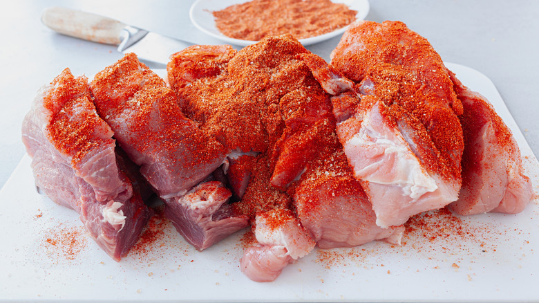 Pork tenderloin coated in spices