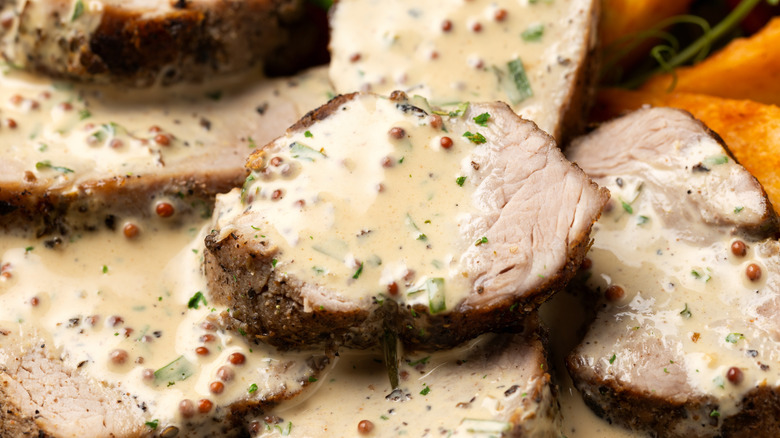 Pork tenderloin with a mustard sauce