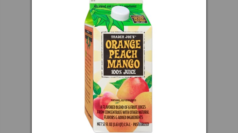 Carton of orange peach mango juice