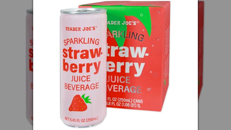 Can and box of sparkling strawberry juice