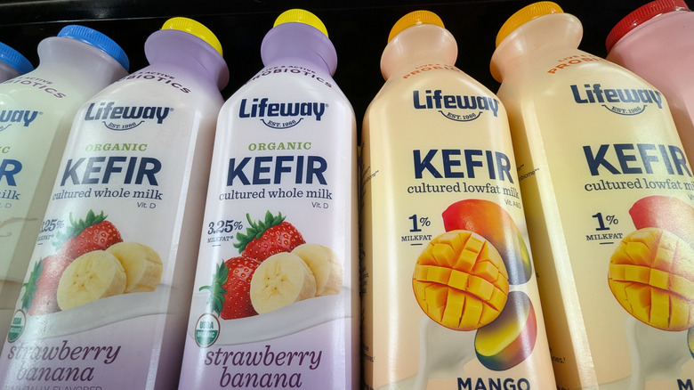 A grocery store stocks Kefir.