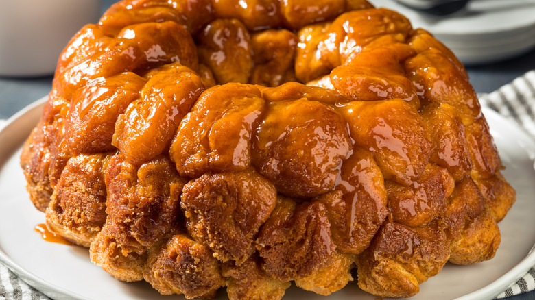 Monkey bread on a white plate