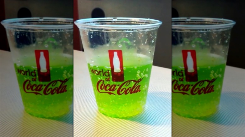 sample cup of Fanta Melon Frosty at World of Coca-Cola