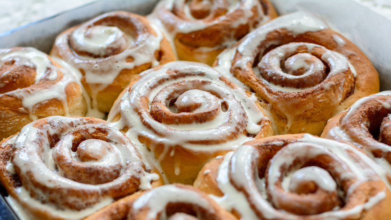 Close up of cinnamon rolls
