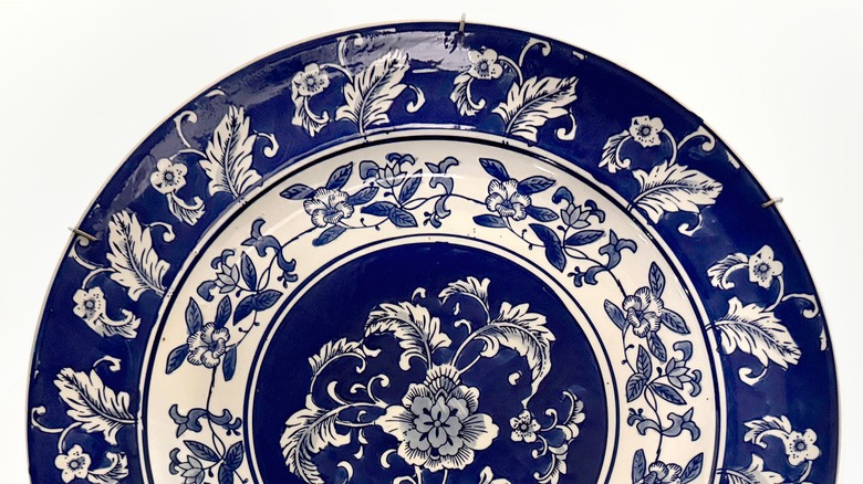 close-up of vintage china plate pattern