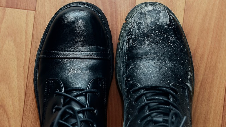 one clean shoe, one dirty