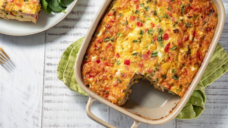 breakfast casserole in a pan
