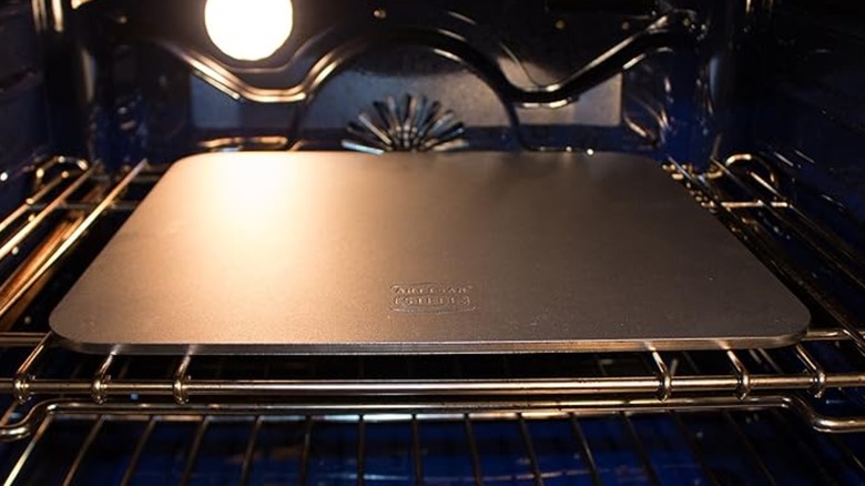 Artisan Steel pizza steel in an oven