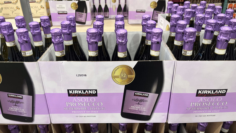 Bottles of Kirkland Signature Prosecco in boxes
