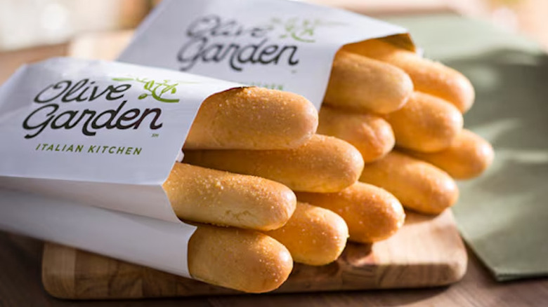 Two bags of Olive Garden breadsticks