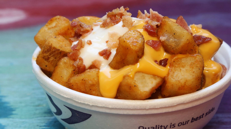 A bowl of Cheesy Fiesta Potatoes from Taco Bell
