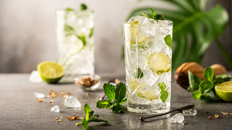 Mojito cocktail with fresh limes and mint