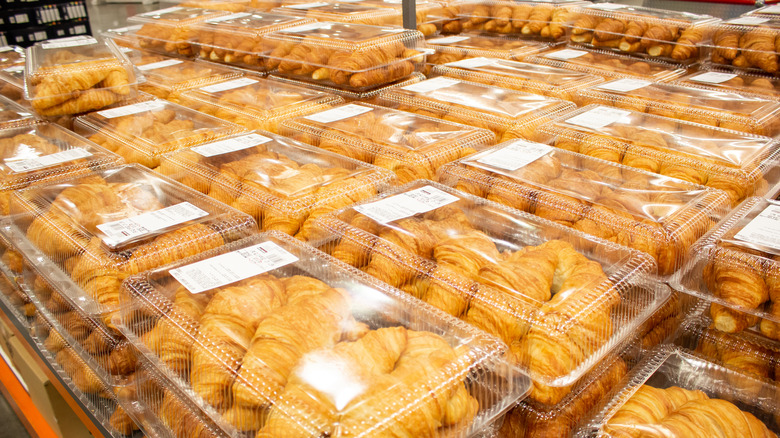 Stacks of Kirkland Signature croissants on display in store