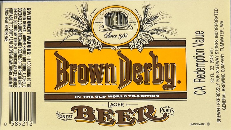 Brown Derby Lager Label