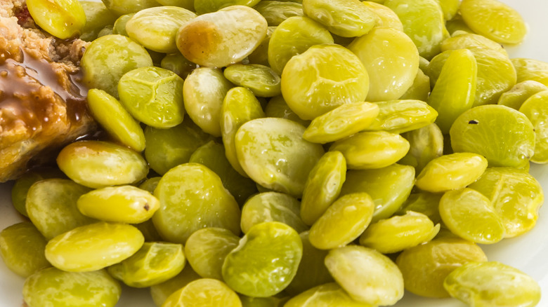 A close up of Lima beans served with dinner