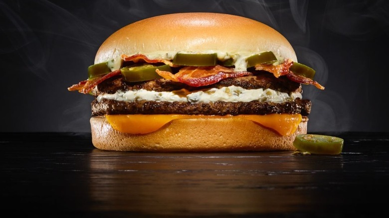 A Whataburger jalapeño burger with bacon