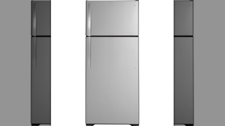 A two-door stainless steel fridge