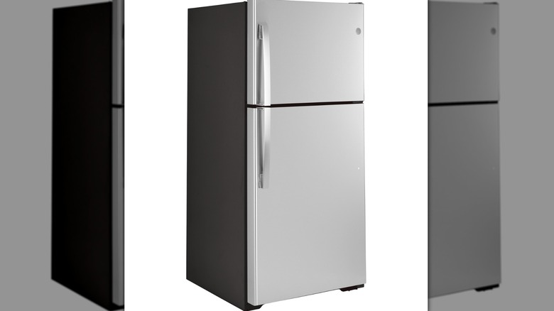 A two-door stainless steel fridge