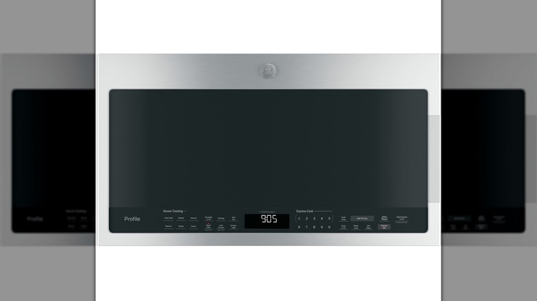 GE Profile 2.1 Cu. Ft. Over-the-Range Sensor Microwave Oven in stainless steel