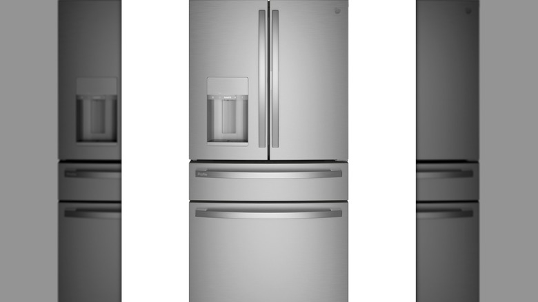 A four-door stainless steel fridge