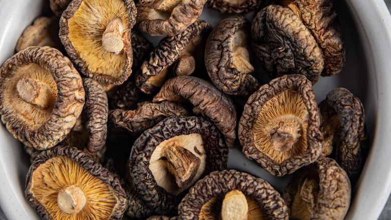 aerial shot of dried shiitake