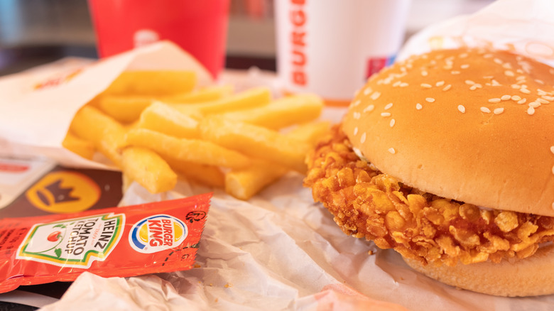 A Burger King combo meal on a tray