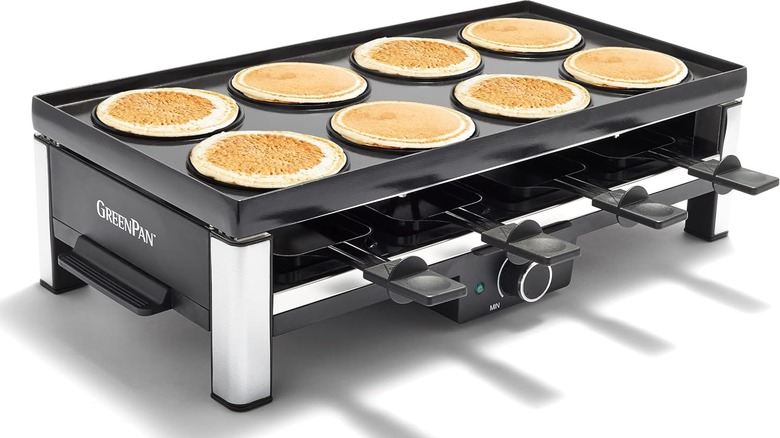 Eight pancakes on the GreenPan Ultimate Gourmet Grill