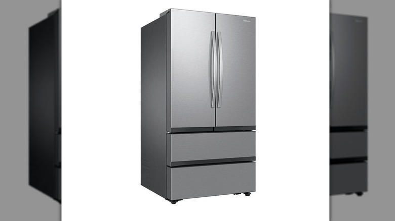 A samsung refrigerator in stainless steel