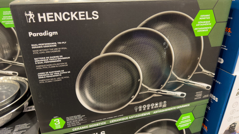 Henckels fry pans on display at Costco