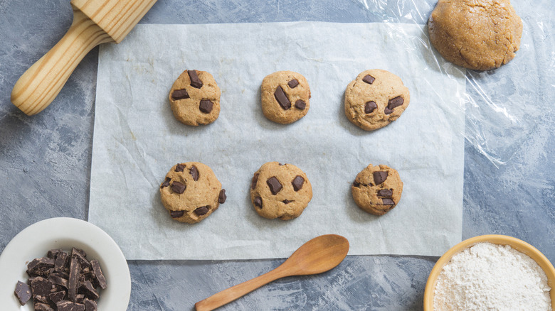 Chocolate placed on top of cookies