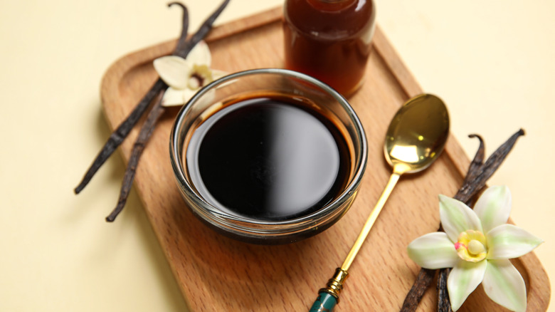 bowl of vanilla extract