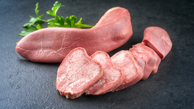 Beef tongue on a plate