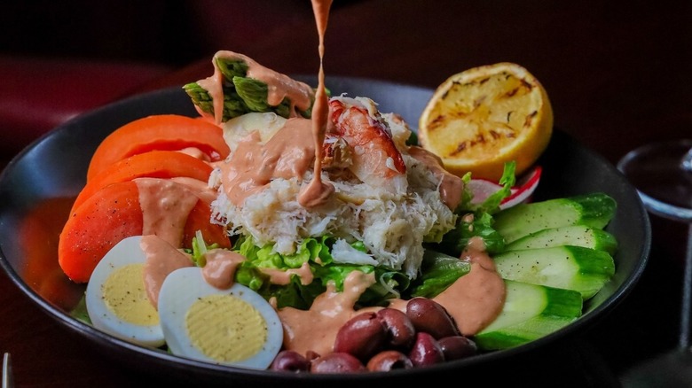 A Crab Louie salad on a table