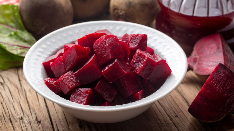 A bowl of pickled beets