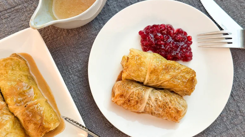 Swedish cabbage rolls with jam