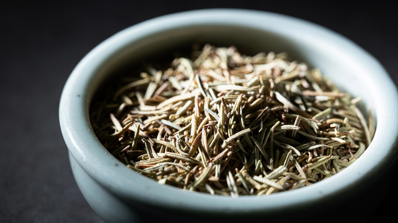 A small bowl of rosemary.