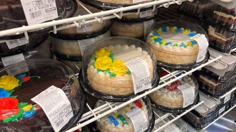 Bakery cakes on display inside Costco