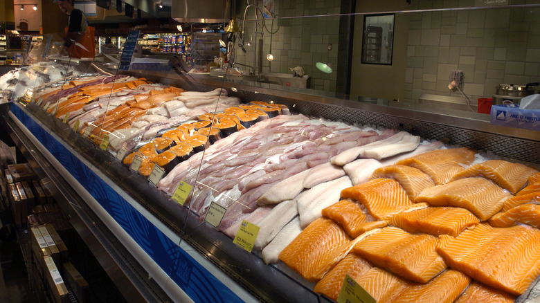 Seafood counter at a store