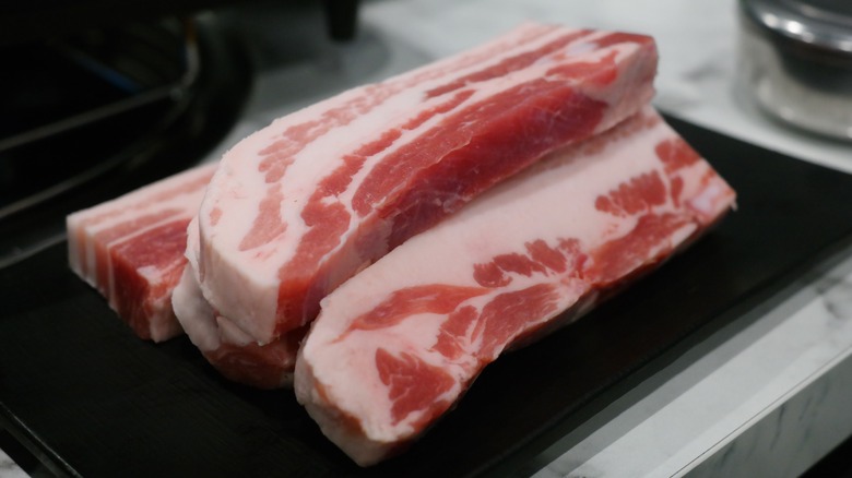 Thick bacon slices