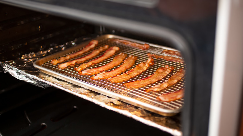 Baking sheet of bacon